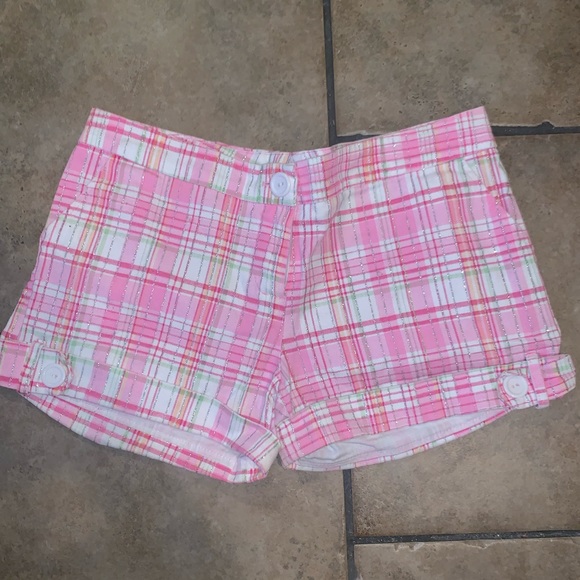 Pink hint glitter plad shorts - Picture 2 of 5